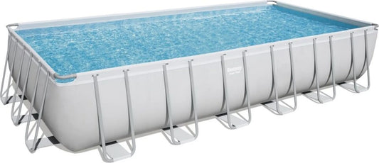 Bestway  Power Steel  Frame Pool Komplett-Set mit Filterpumpe 732 x 366 x 132 Cm - Lichtgrau Eckig