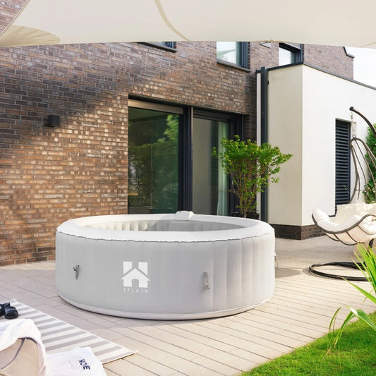 HOME DELUXE - Outdoor Whirlpool - SPLASH - Farbe: Uni Grau - ⌀ 208 cm, Höhe 65 cm, 130 Luftdüsen